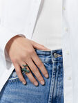 Anillo salamandra de oro rosa de 18kt con piedras tsavoritas verdes y zafiros azules, SO15014-ORSAV_V