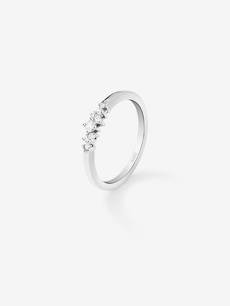 18K white gold thin ring with diamonds image number 0