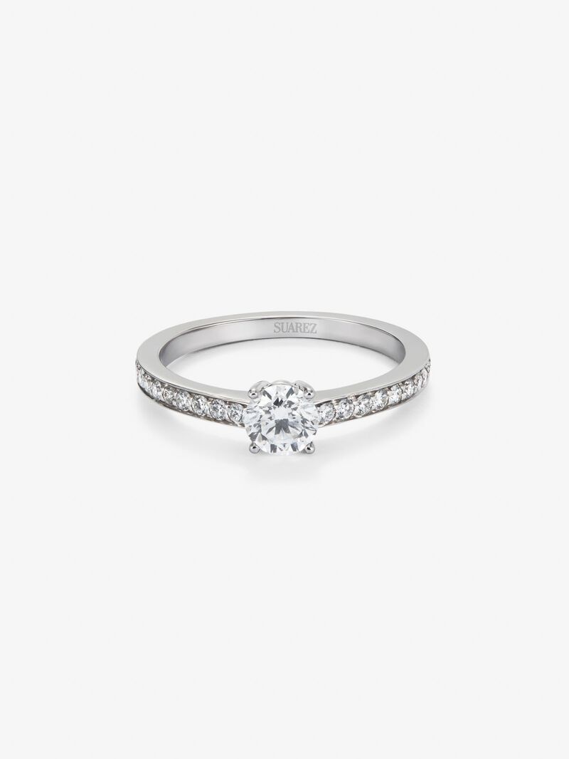 18K White Gold Commitment Ring with Diamond image number 2