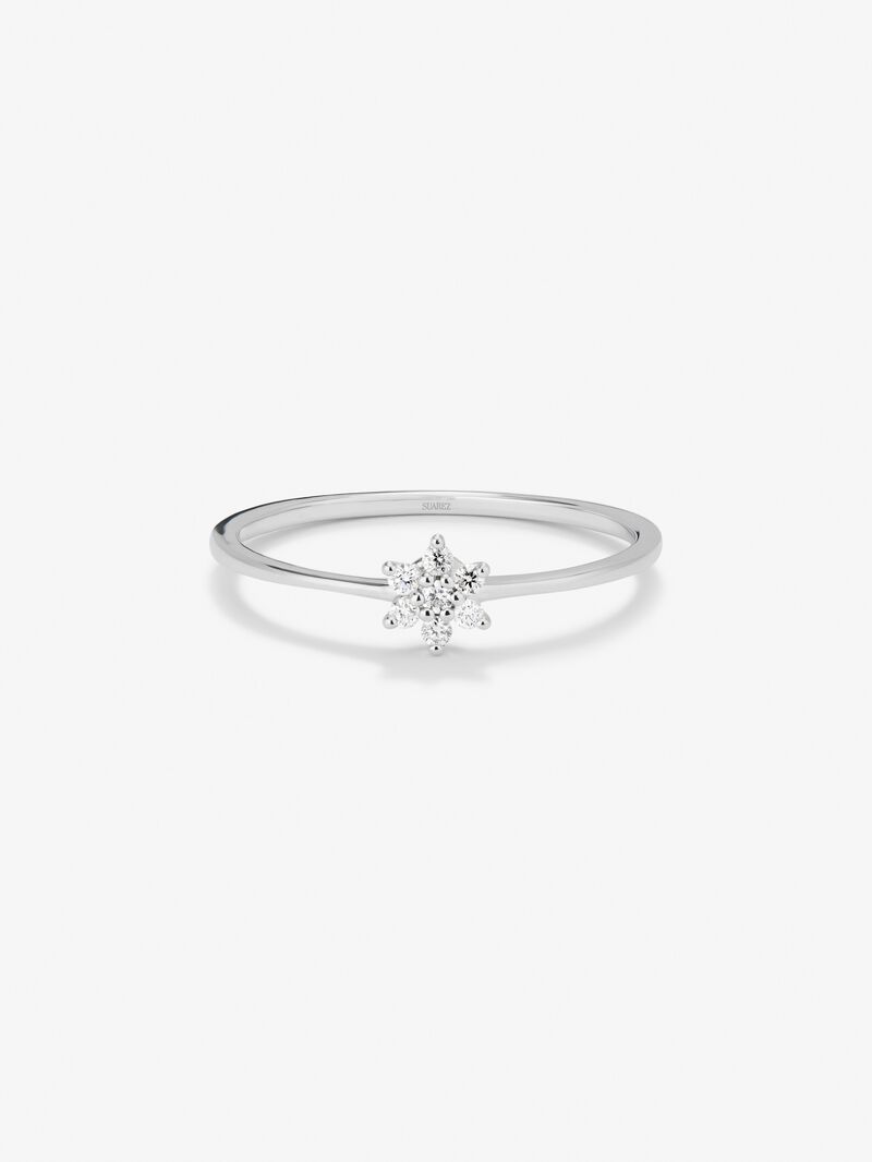 18K white gold ring with 7 brilliant-cut diamonds with a total of 0.07 cts and star shape image number 2