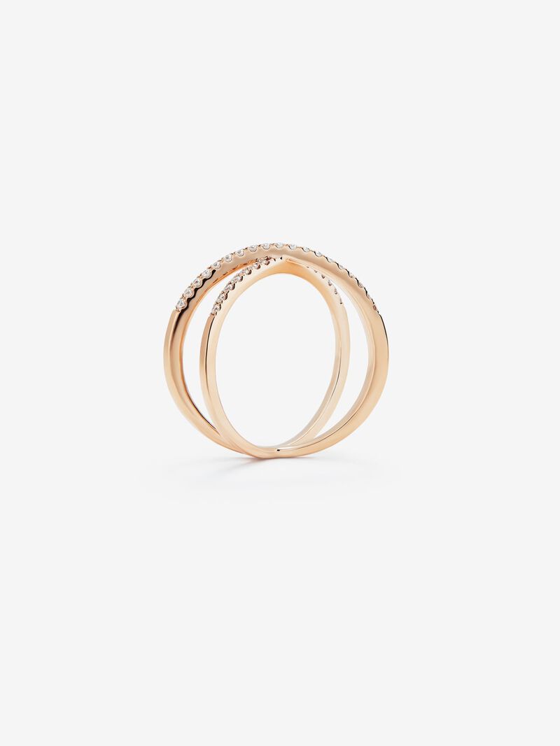 18K Rose Gold Cross Ring with Diamonds image number 4
