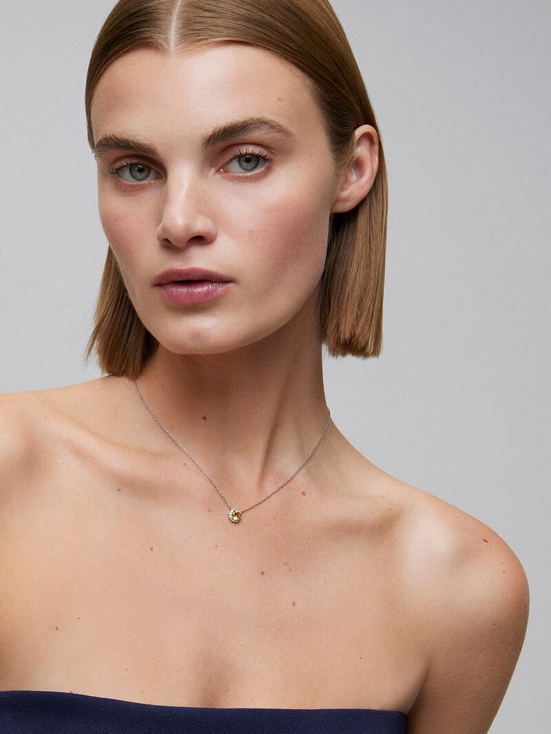 18K white gold pendant chain with citrine. image number 1