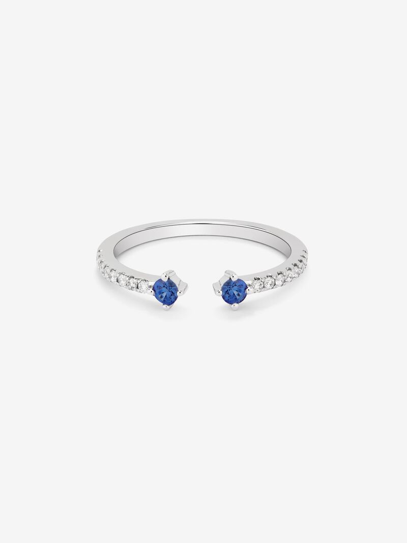Open 18k White Gold Ring with Sapphire and Diamond image number 3