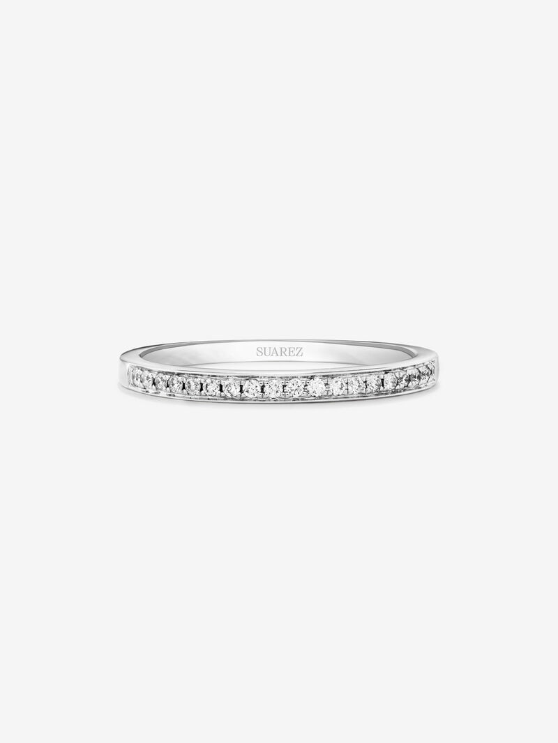 18K White Gold Commitment Media Ring with 0.10CT band diamonds image number 1