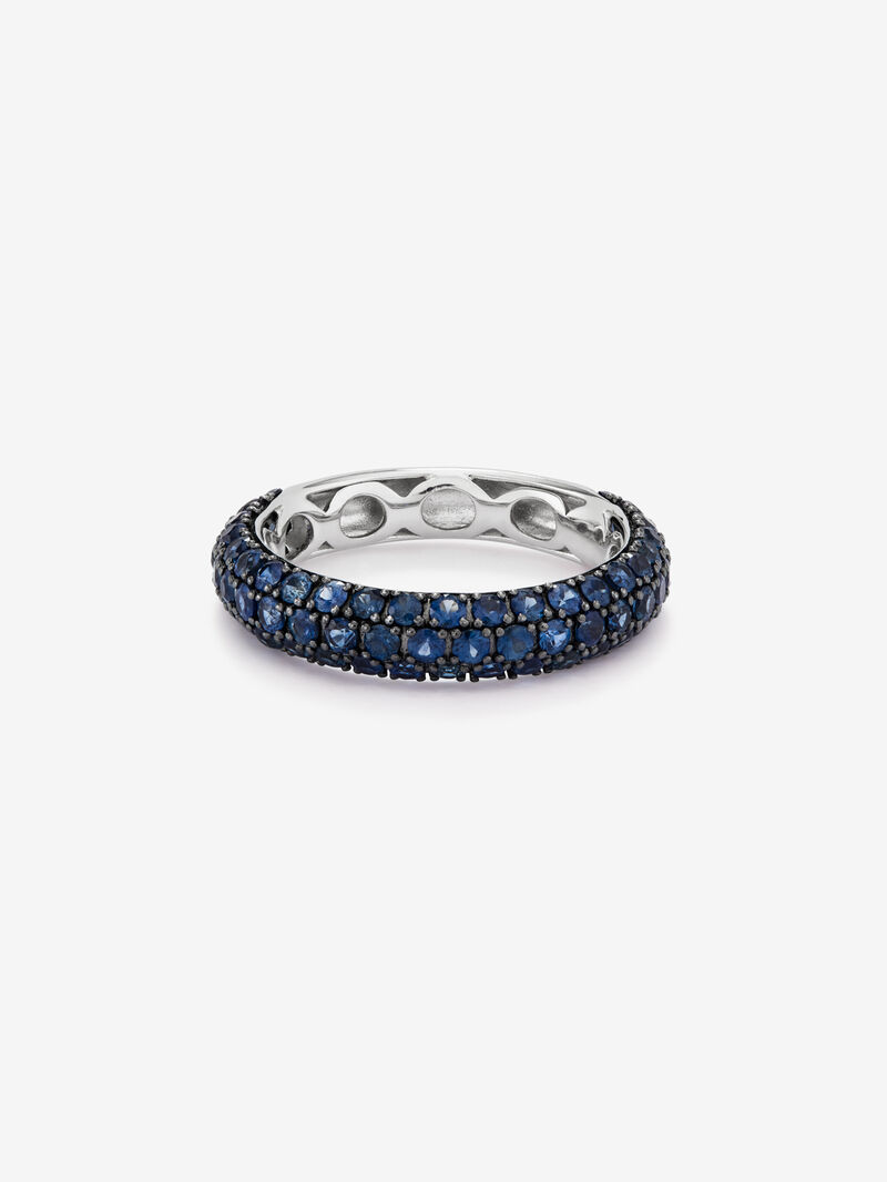 925 Silver ring band with sapphires image number 2