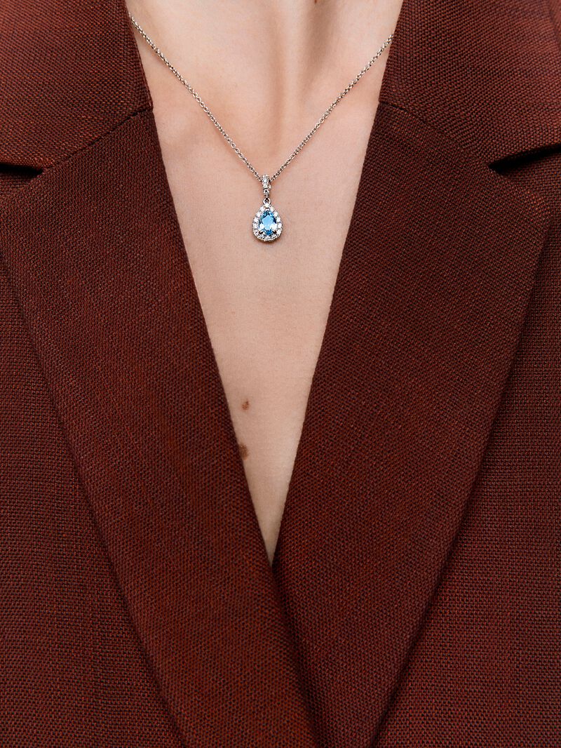 18K white gold pendant chain with topaz image number 3
