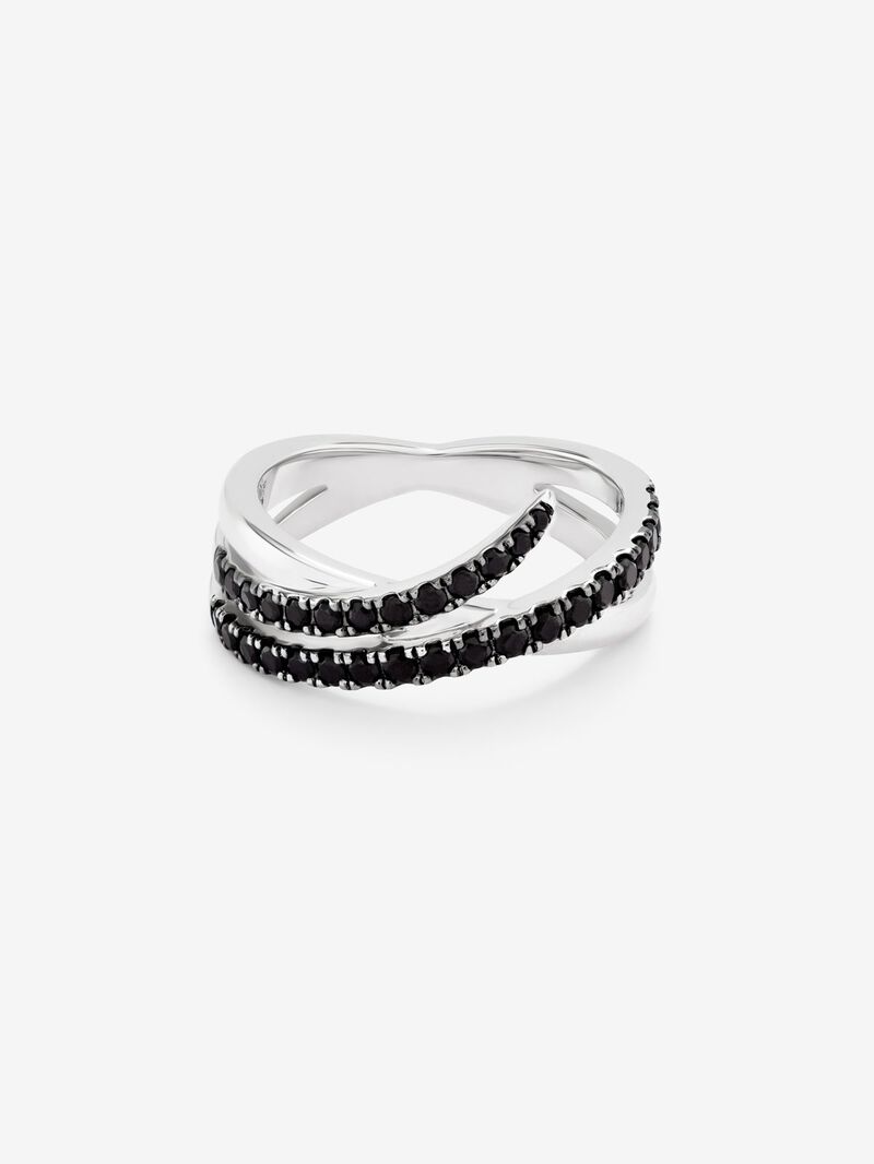 925 silver multi-arm ring with 32 brilliant-cut black spinels image number 2