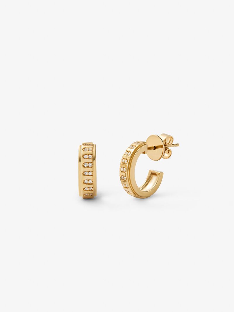 18K yellow gold hoop earrings with 40 brilliant-cut diamonds with a total of 0.18 cts image number 0