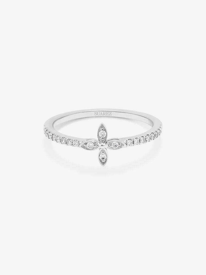 18K white gold ring with 22 brilliant-cut diamonds with a total of 0.14 cts image number 2
