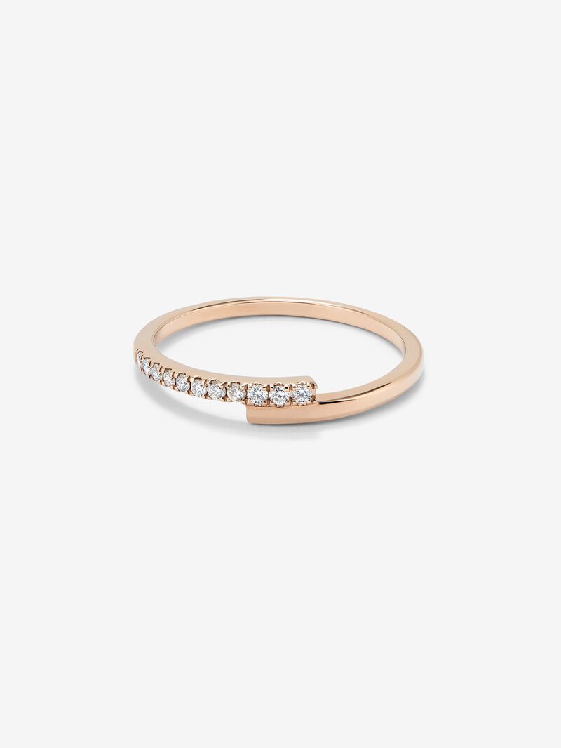18K rose gold ring with 11 brilliant-cut diamonds with a total of 0.1 cts image number 2