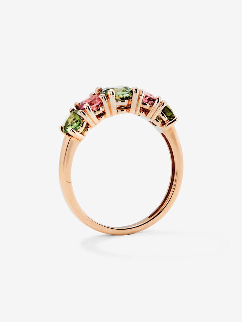 18K rose gold cinquillo ring with 5 brilliant-cut multicolor tourmalines image number 4