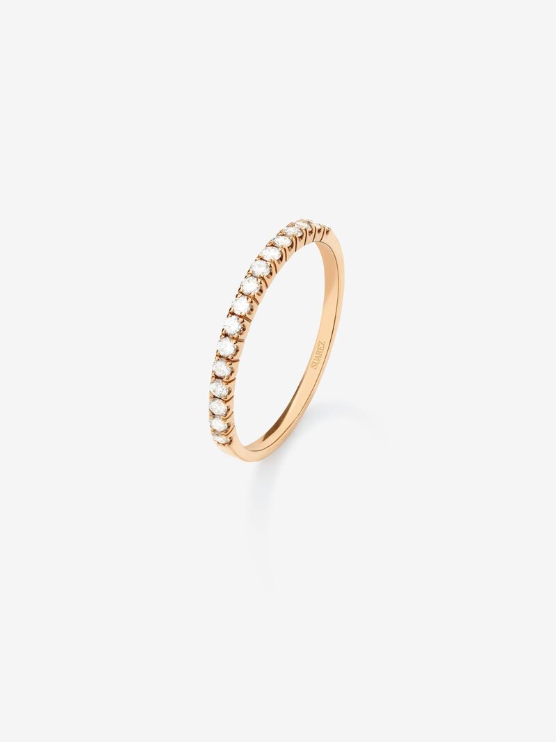 Half ring in 18K rose gold with 15 brilliant-cut diamonds with a total of 0.3 cts image number 0