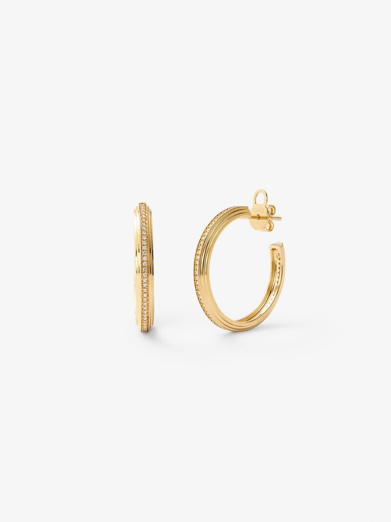 18K yellow gold hoop earrings with 124 brilliant-cut diamonds with a total of 0.3 cts image number 0
