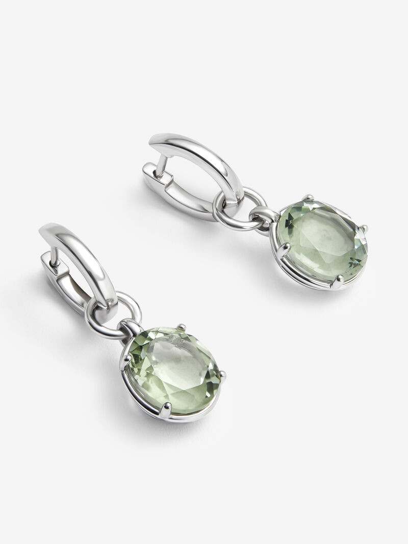 925 silver earrings with 2 oval-cut green amethysts of 5.9 cts image number 2