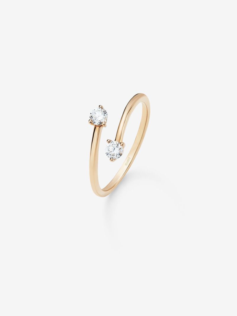 18K Rose Gold Open Cross Ring with Diamonds image number 0