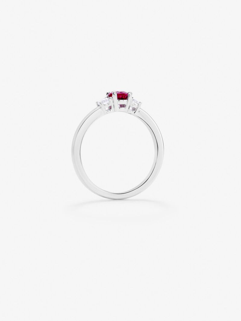 18K White Gold Time Ring with Ruby 0.45 Cts and 0.2 CTS Diamonds image number 4