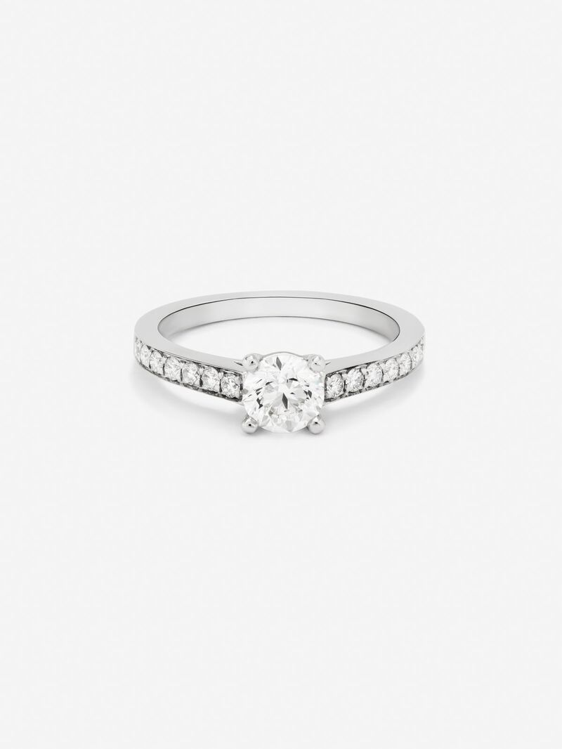 18K white gold solitary engagement ring with diamonds image number 2