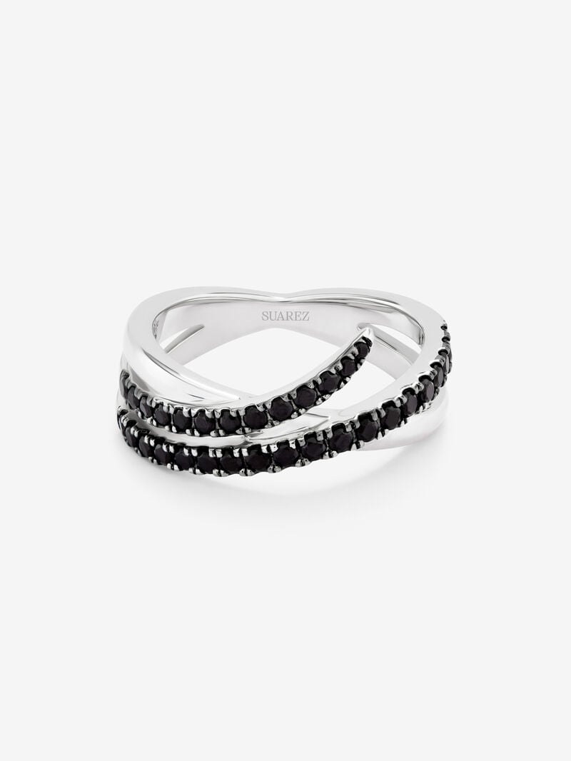 925 silver multi-arm ring with 32 brilliant-cut black spinels image number 2