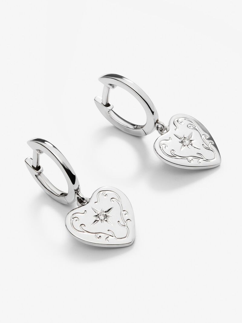 Silver earrings with diamonds image number 3