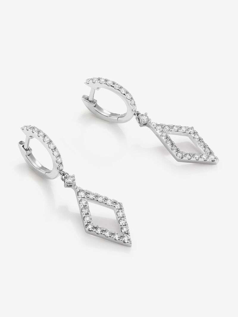 18kt White Gold Aro Earries with diamond rhombus image number 2