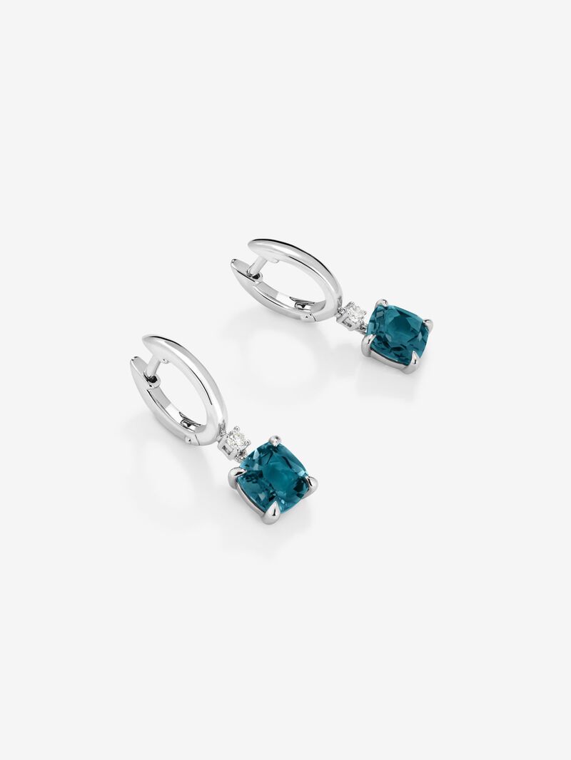 925 Silver hoop earrings with hanging topaz image number 2
