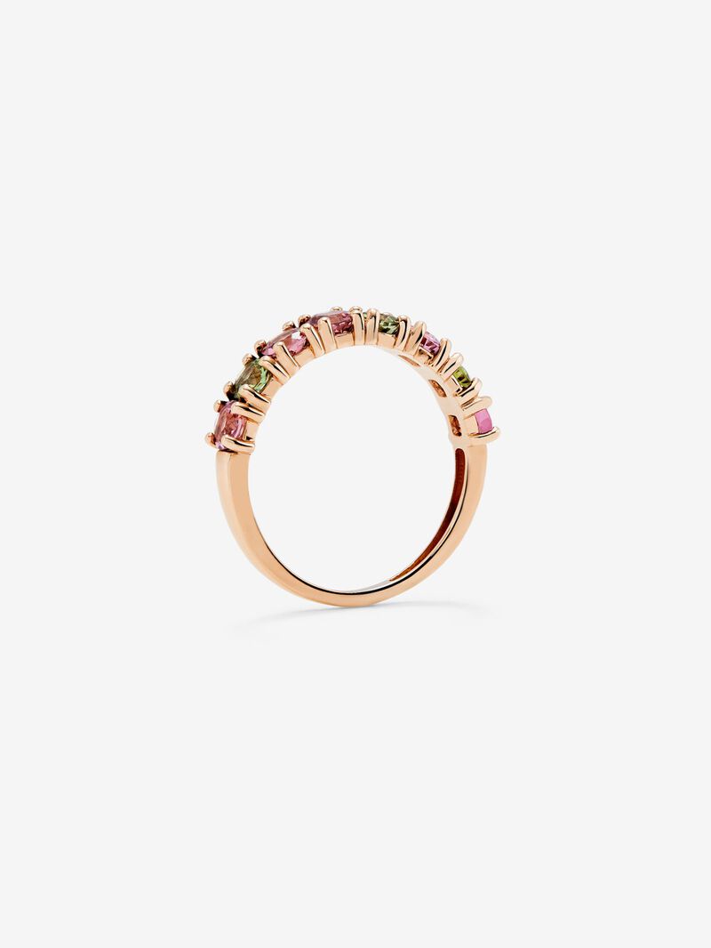 18K rose gold ring with 8 brilliant-cut multicolor tourmalines image number 4