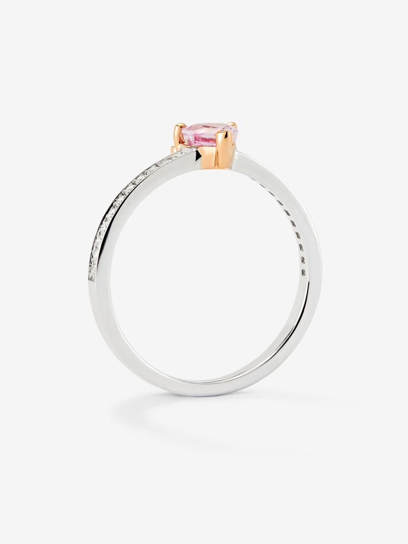 18K white and rose gold ring with heart-cut pink sapphire of 0.4 cts and 26 brilliant-cut diamonds with a total of 0.132 cts image number 4