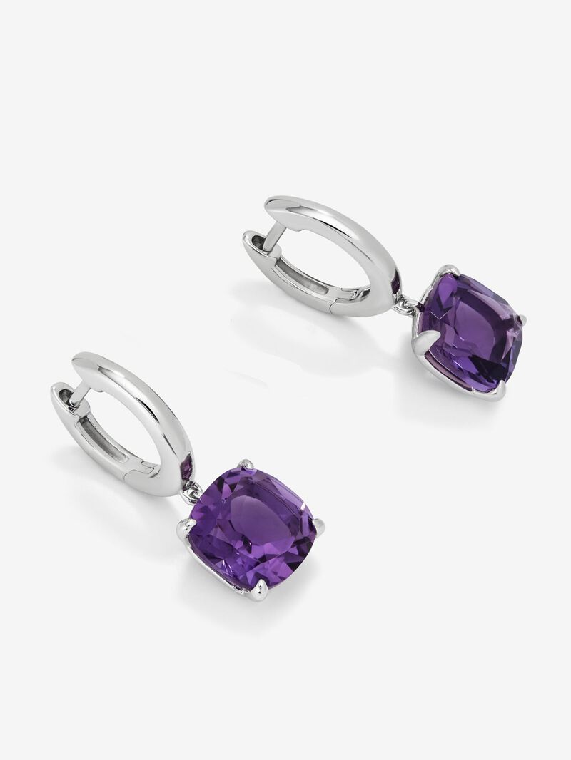 Silver earrings with purple amethists image number 2