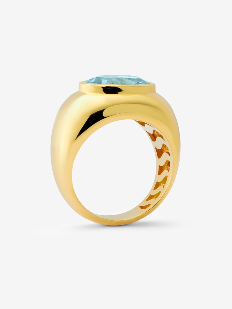 18K yellow gold ring with oval-cut sky blue topaz image number 4
