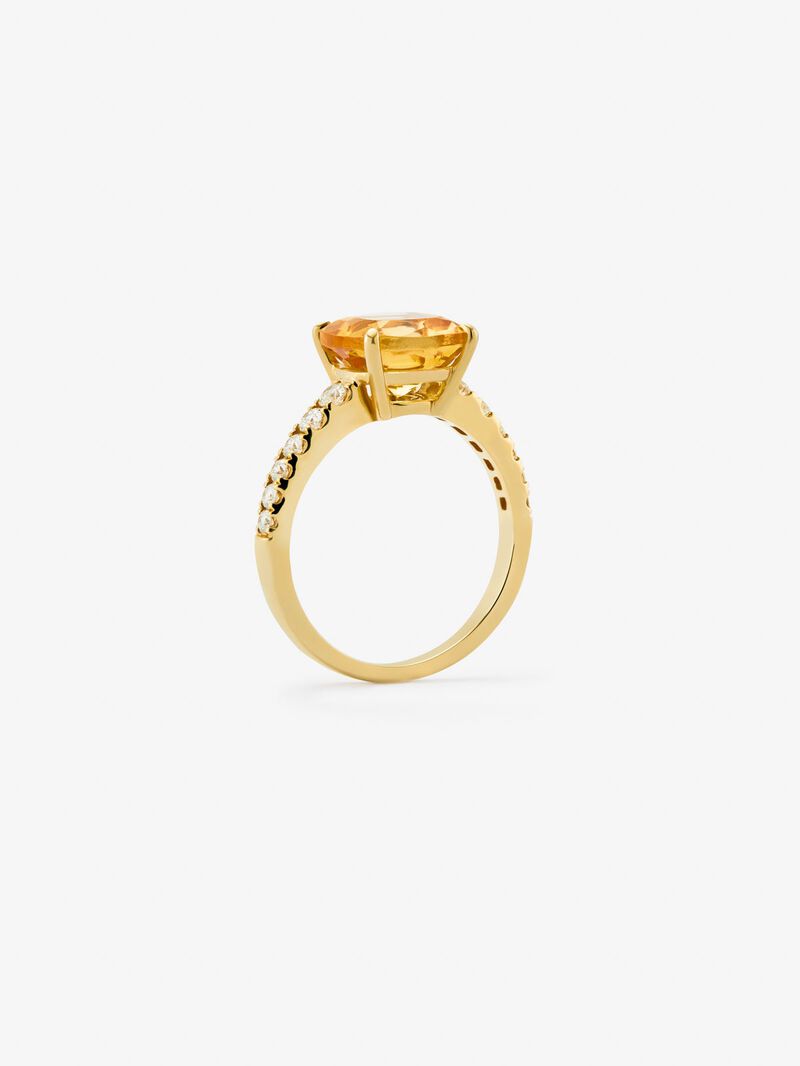 18K yellow gold ring with cushion-cut citrine quartz of 2.7 cts and 12 brilliant-cut diamonds with a total of 0.3 cts image number 4