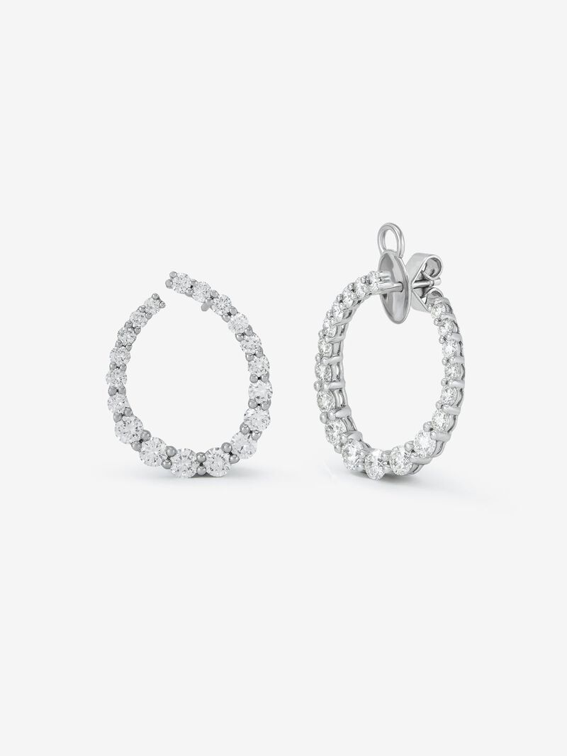 18K White Gold Open Aro Earrings with Bright Size 3.1 CTS image number 0