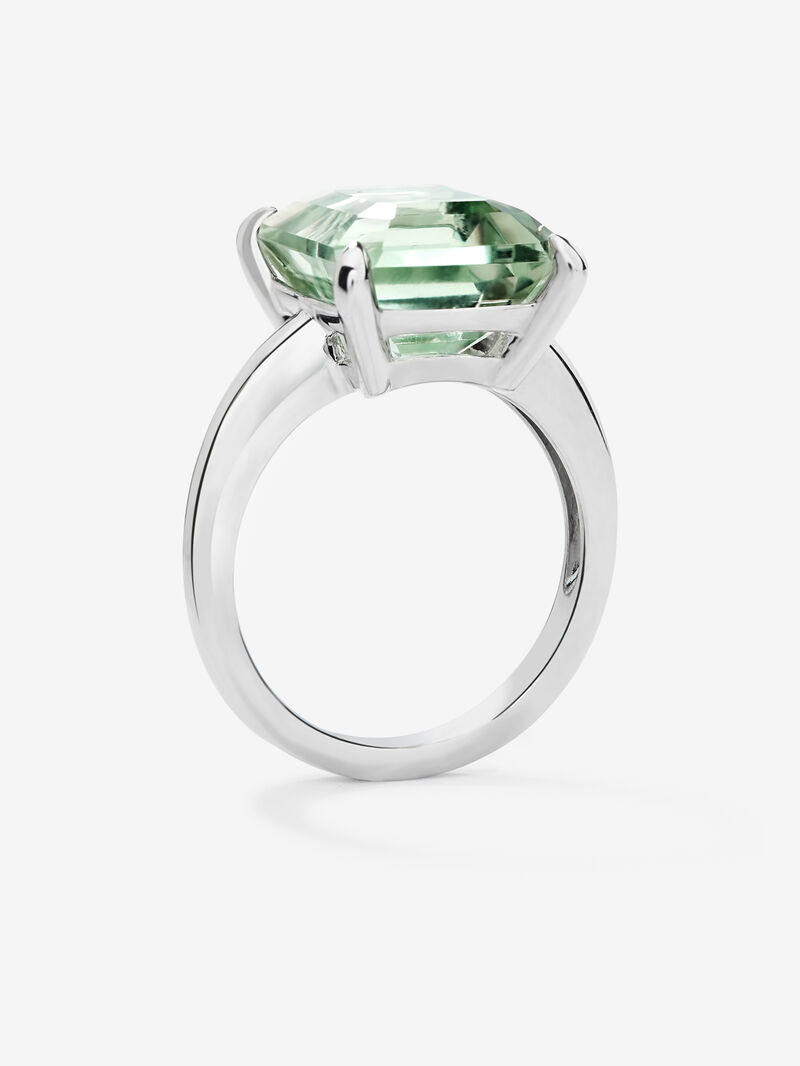 925 silver cocktail ring with green amethyst in octagonal cut image number 4