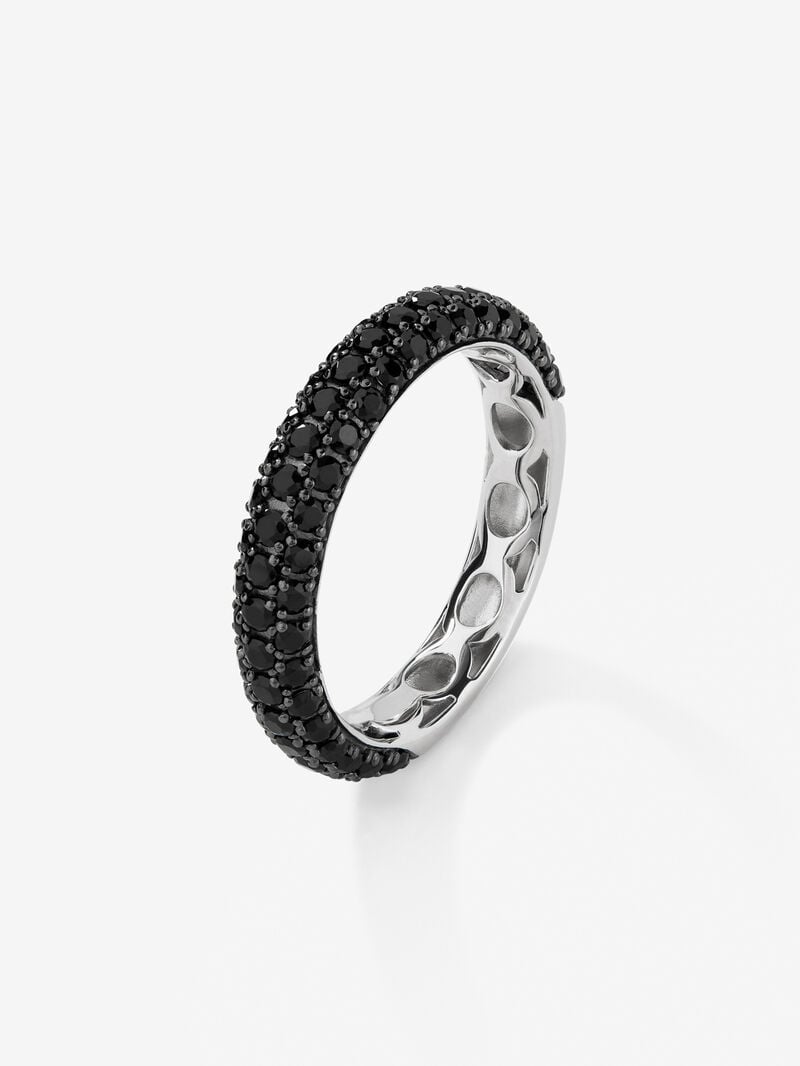 925 silver ring with 67 brilliant-cut black spinels image number 0