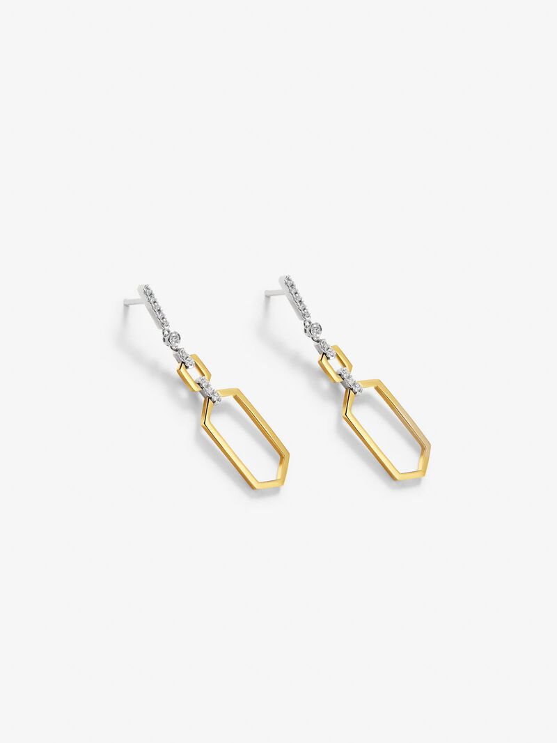 18K white and yellow gold earrings with white diamonds of 0.2 cts image number 2