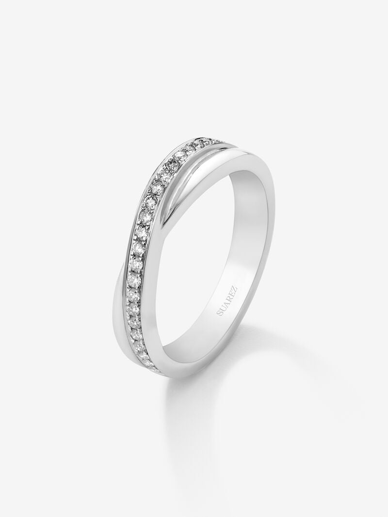18K white gold cross ring with 23 brilliant-cut diamonds with a total of 0.19 cts image number 0