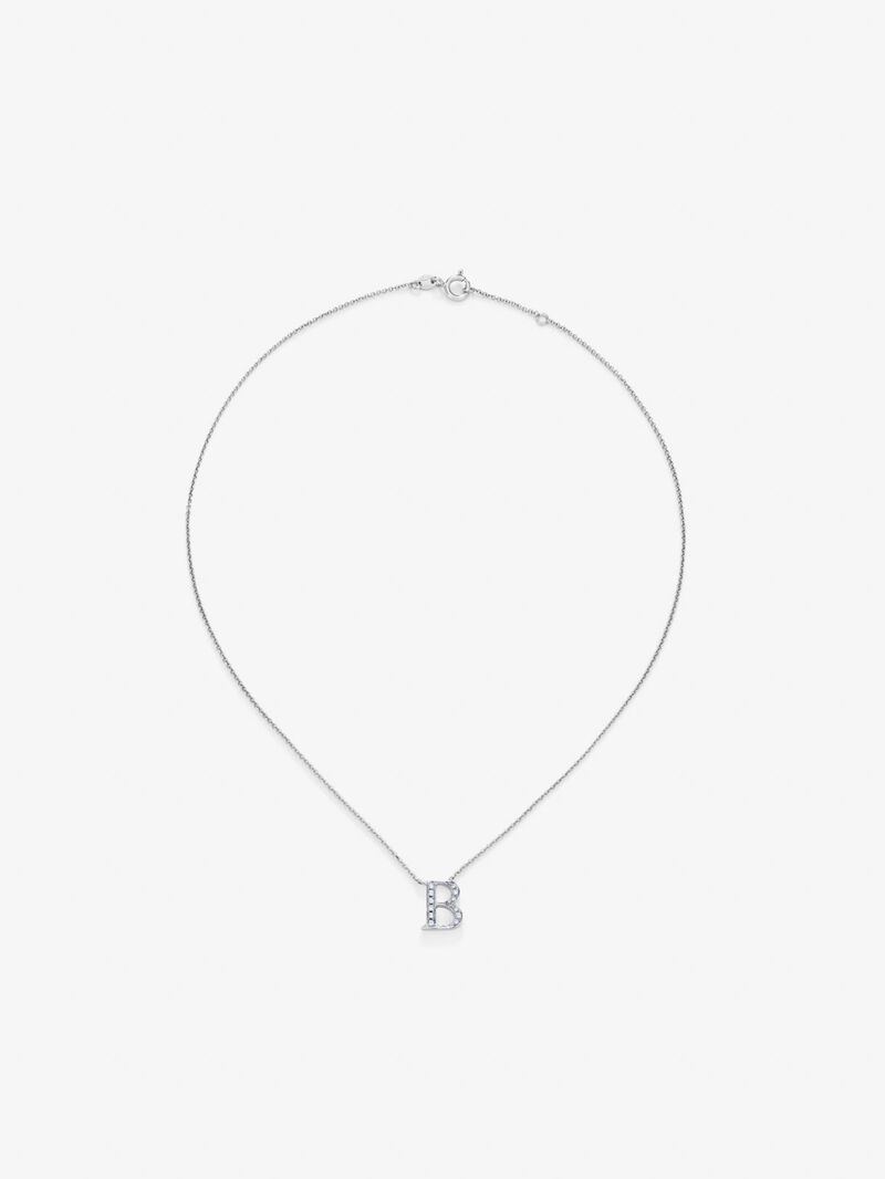 Pendant necklace with 18K white gold initial and diamonds image number 0