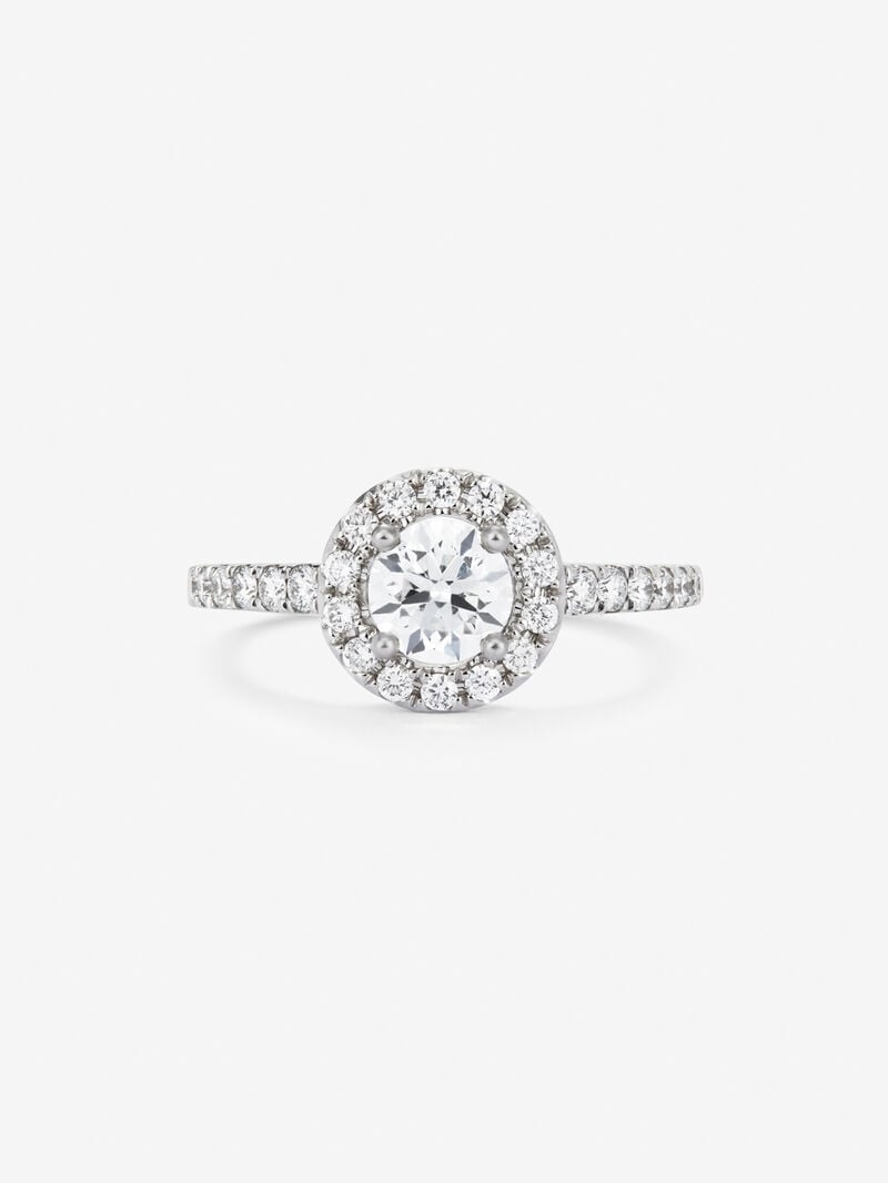 18K white gold ring with central brilliant-cut diamond of 0.7 cts and border and arm with 28 brilliant-cut diamonds with a total of 0.44 cts image number 2