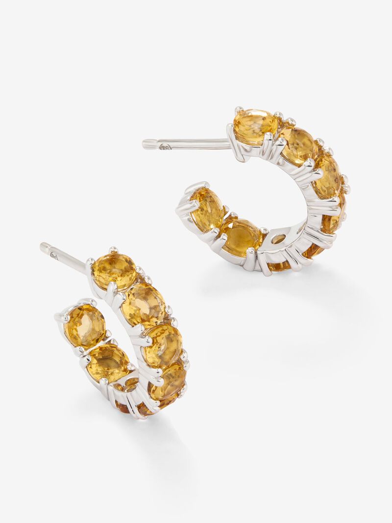 Citrine 925 Silver Hoop Earrings image number 2