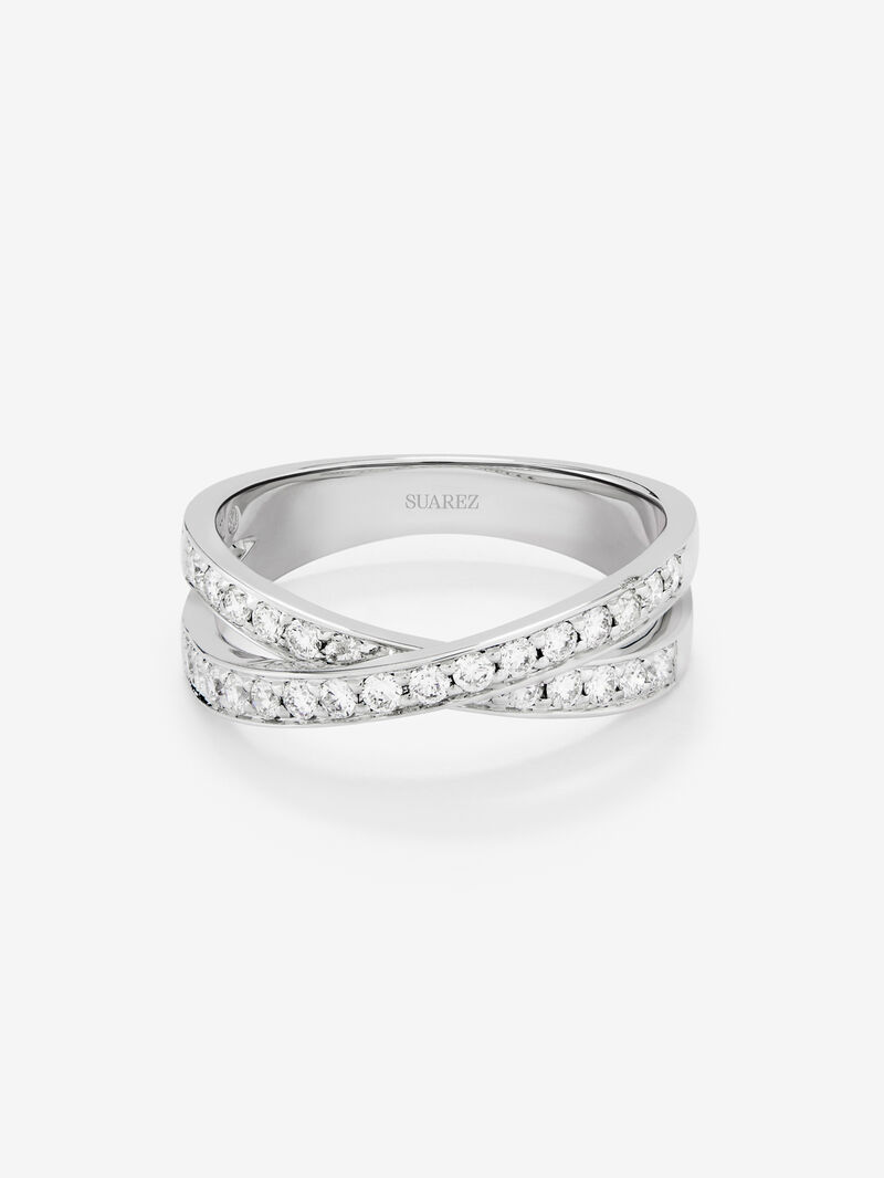 18K white gold cross ring with 30 brilliant-cut diamonds with a total of 0.48 cts image number 2