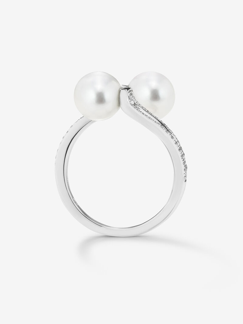 You and me ring in 18K white gold with 2 7mm Akoya pearls and 62 brilliant-cut diamonds with a total of 0.22 cts image number 4