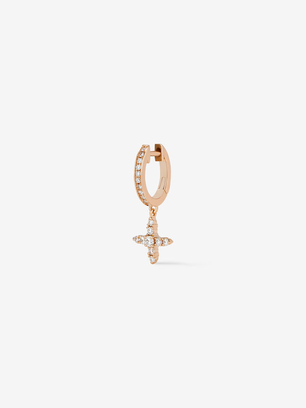 Pendiente individual criolla de oro rosa de 18kt con estrella de Orión y diamantes, PE21035-ORD_V