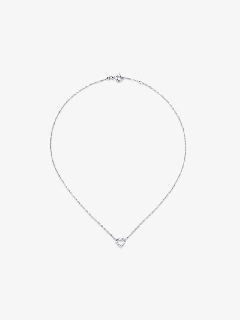 18K White Gold Heart Pendant Chain with Diamonds image number 0