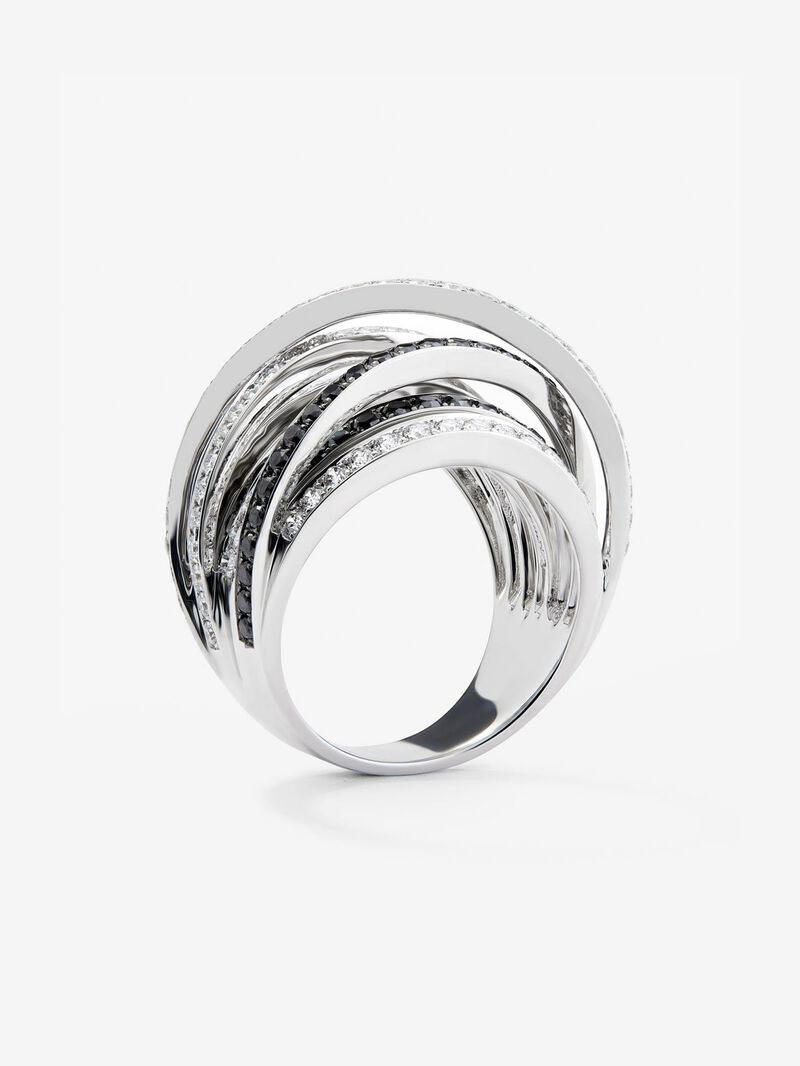 18K white gold multi-arm ring with 111 brilliant-cut white diamonds with a total of 2.67 cts and 74 brilliant-cut black diamonds with a total of 1.15 cts image number 4