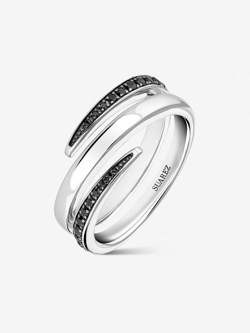 Silver ring with black spinelas image number 0