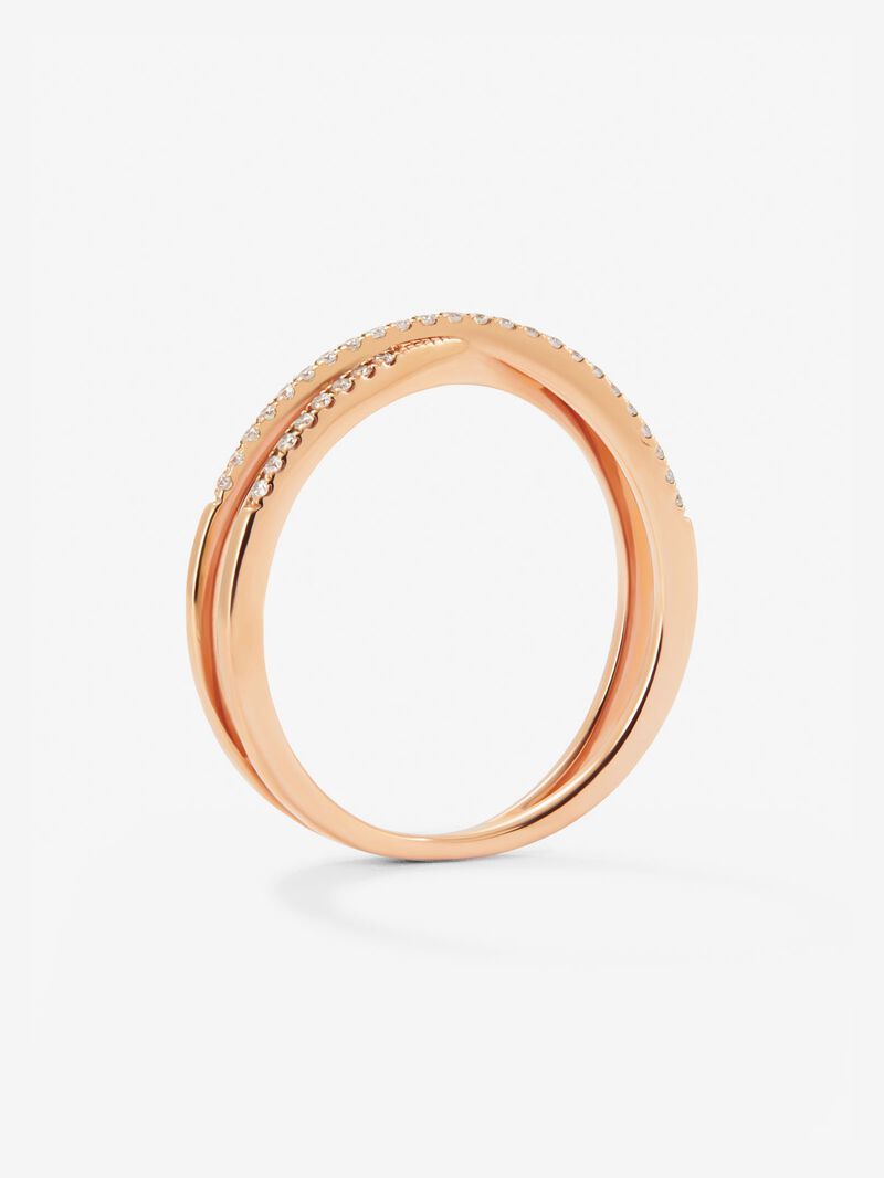 18K rose gold cross ring with 40 brilliant-cut diamonds with a total of 0.12 cts image number 3