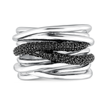 Argento ring silver 0,73 carats black spinels, SO16094-AGESP_V