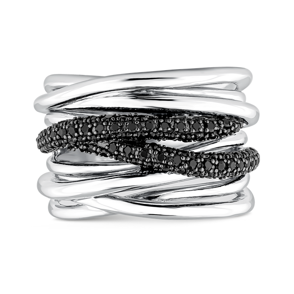 Argento ring silver 0,73 carats black spinels, SO16094-AGESP_V