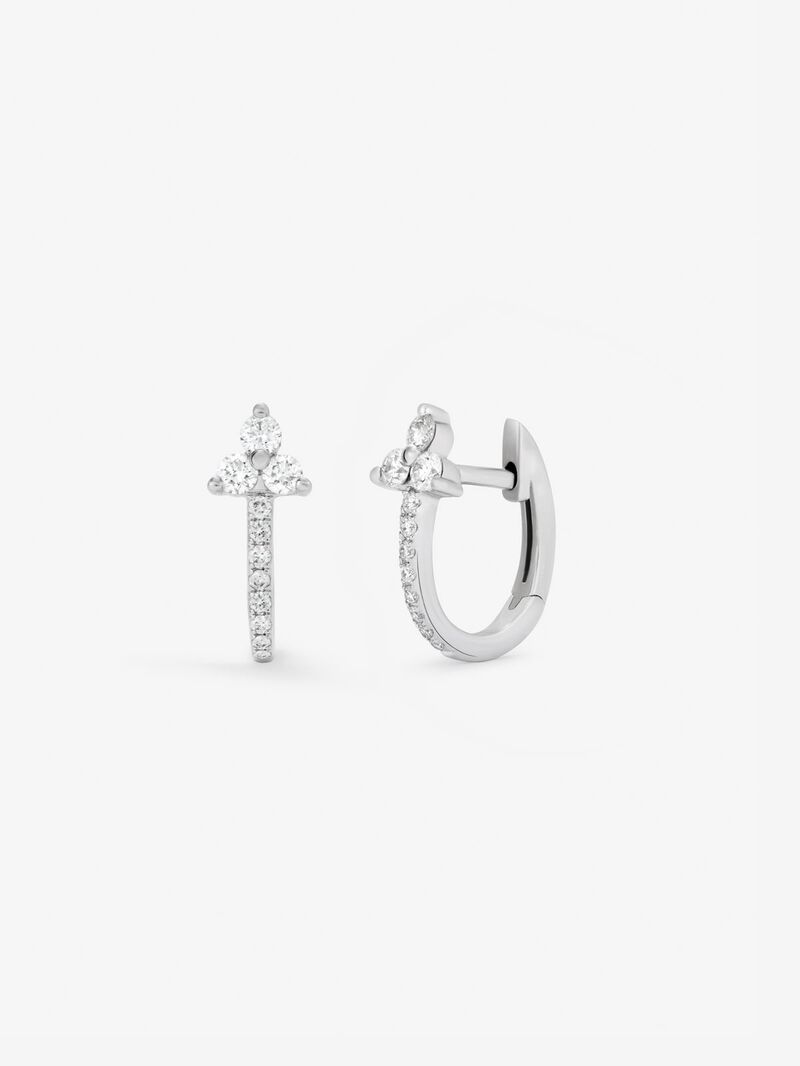 18K white gold hoop earrings with 22 brilliant-cut diamonds with a total of 0.28 cts image number 0