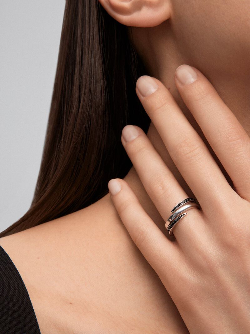 925 silver multi-arm ring with brilliant-cut black spinels image number 3