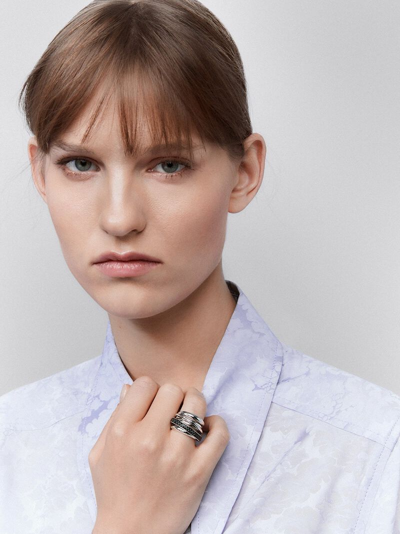 Wide multi-arm 925 silver ring with spinels image number 0